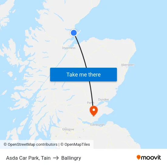 Asda Car Park, Tain to Ballingry map