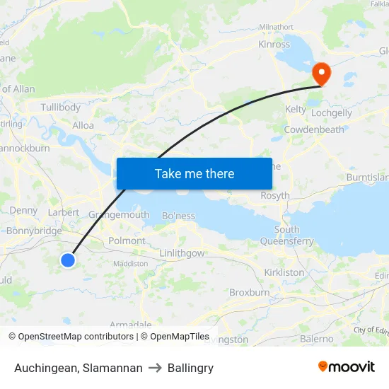 Auchingean, Slamannan to Ballingry map