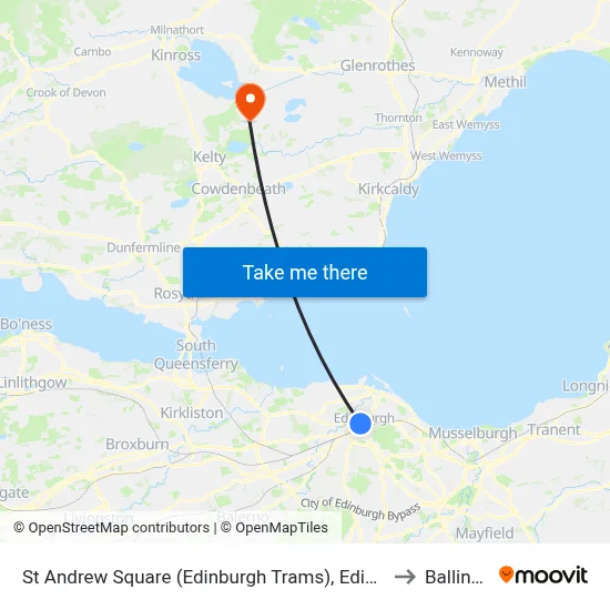 St Andrew Square (Edinburgh Trams), Edinburgh to Ballingry map