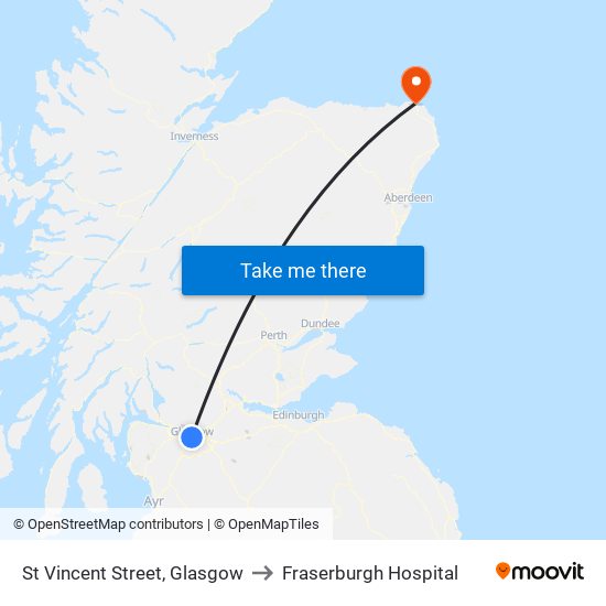 St Vincent Street, Glasgow to Fraserburgh Hospital map