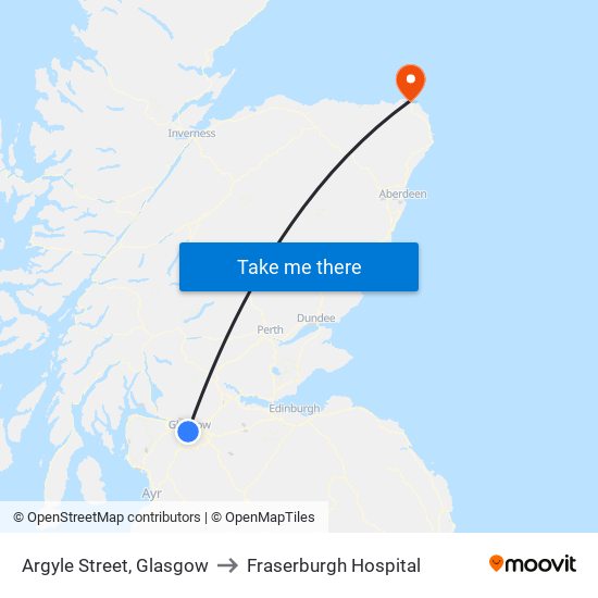 Argyle Street, Glasgow to Fraserburgh Hospital map