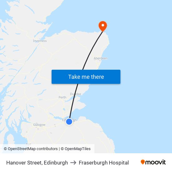 Hanover Street, Edinburgh to Fraserburgh Hospital map
