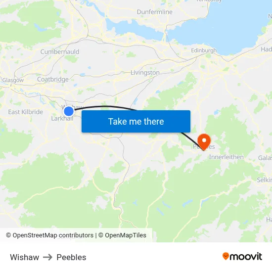 Wishaw to Peebles map