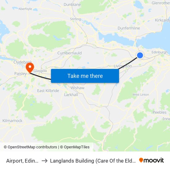 Airport, Edinburgh Airport to Langlands Building (Care Of the Elderly, Dermatology, Stroke Rehab) map