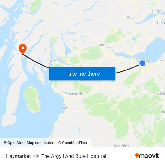 Haymarket to The Argyll And Bute Hospital map