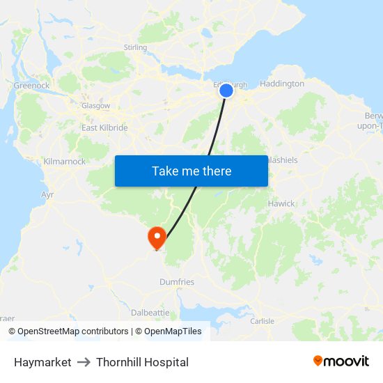 Haymarket to Thornhill Hospital map