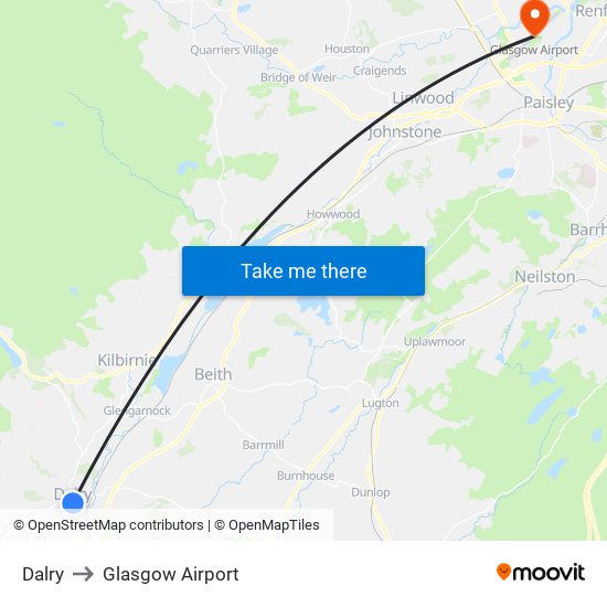 Dalry to Glasgow Airport map