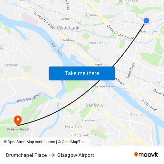 Drumchapel Place to Glasgow Airport map