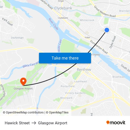 Hawick Street to Glasgow Airport map