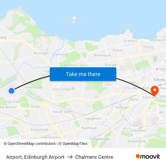 Airport, Edinburgh Airport to Chalmers Centre map