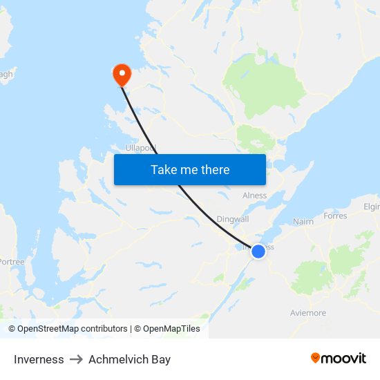 Inverness to Achmelvich Bay map