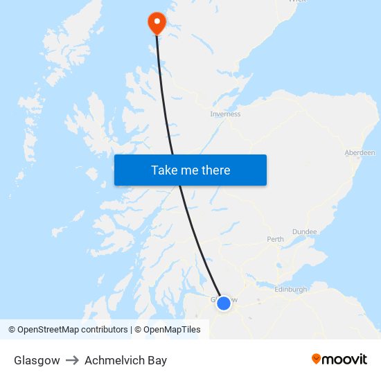 Glasgow to Achmelvich Bay map