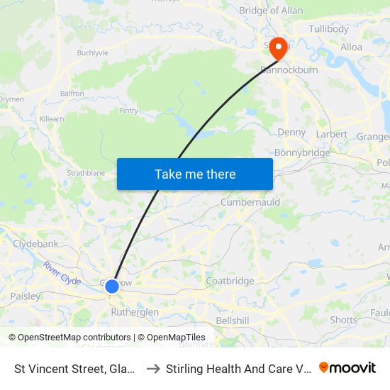 St Vincent Street, Glasgow to Stirling Health And Care Village map