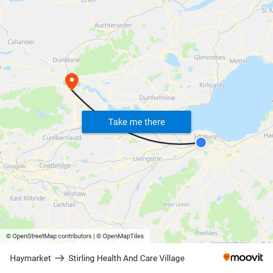 Haymarket to Stirling Health And Care Village map