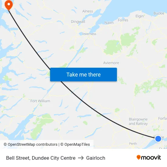Bell Street, Dundee City Centre to Gairloch map