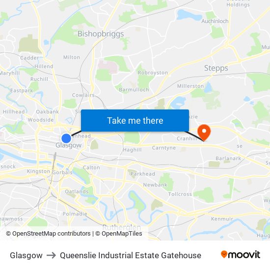 Glasgow to Queenslie Industrial Estate Gatehouse map