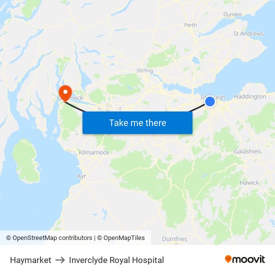 Haymarket to Inverclyde Royal Hospital map