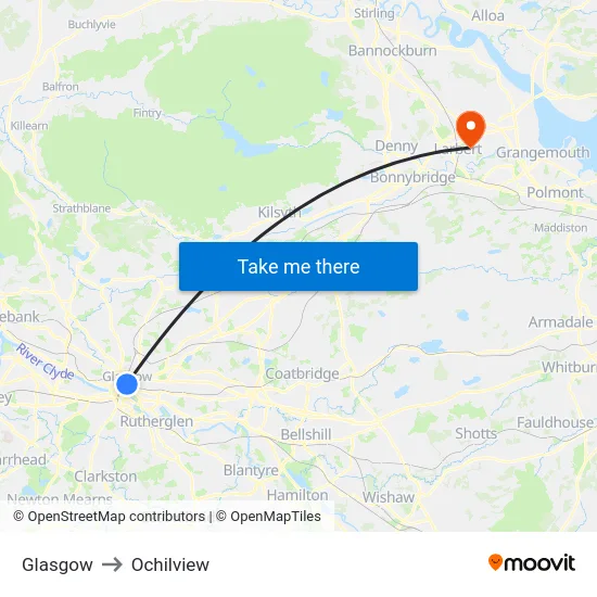 Glasgow to Ochilview map