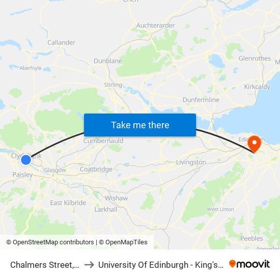 Chalmers Street, Clydebank to University Of Edinburgh - King's Buildings Campus map