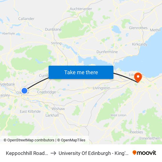 Keppochhill Road, Springburn to University Of Edinburgh - King's Buildings Campus map