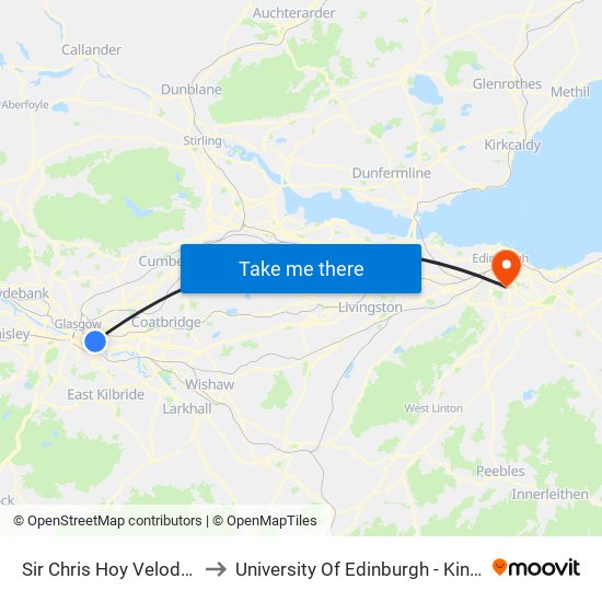 Sir Chris Hoy Velodrome, Parkhead to University Of Edinburgh - King's Buildings Campus map