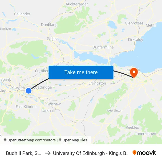 Budhill Park, Springboig to University Of Edinburgh - King's Buildings Campus map