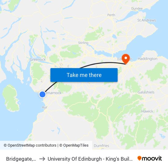 Bridgegate, Irvine to University Of Edinburgh - King's Buildings Campus map