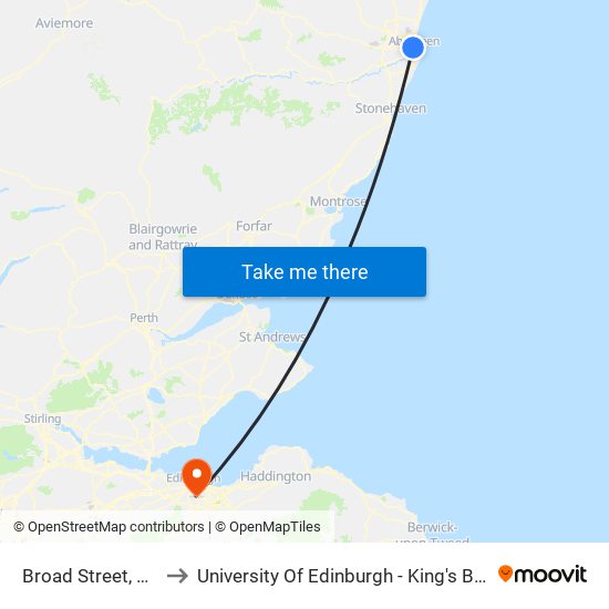 Broad Street, Aberdeen to University Of Edinburgh - King's Buildings Campus map