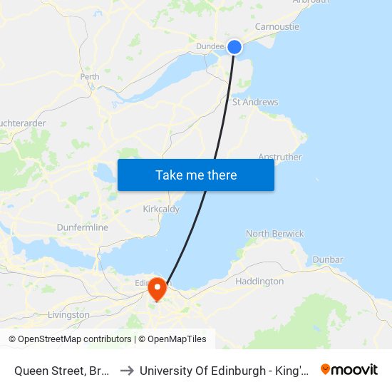 Queen Street, Broughty Ferry to University Of Edinburgh - King's Buildings Campus map