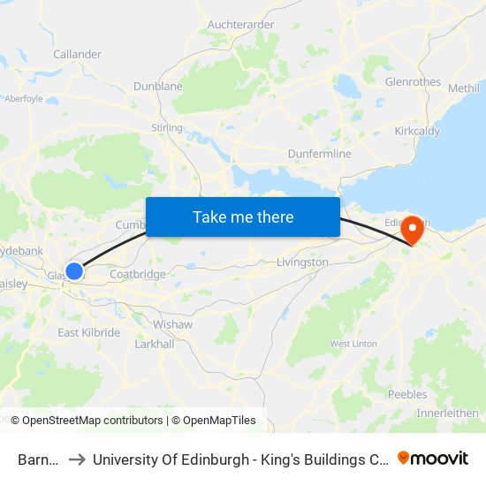 Barnhill to University Of Edinburgh - King's Buildings Campus map