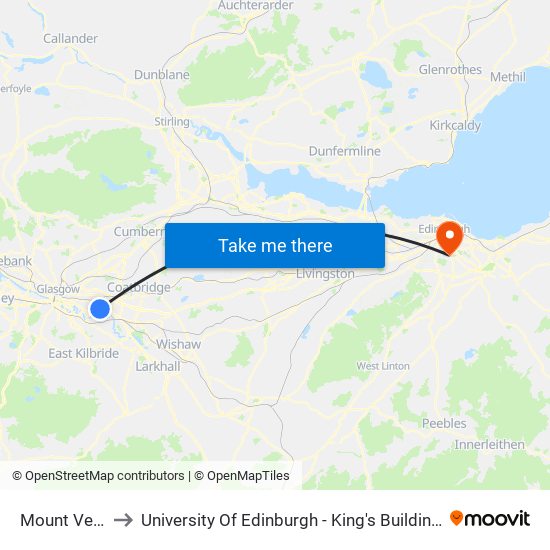 Mount Vernon to University Of Edinburgh - King's Buildings Campus map
