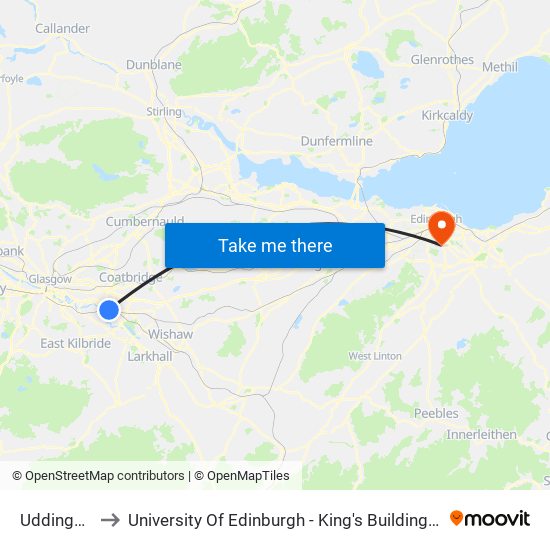 Uddingston to University Of Edinburgh - King's Buildings Campus map