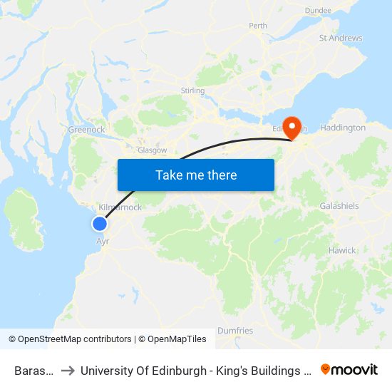 Barassie to University Of Edinburgh - King's Buildings Campus map