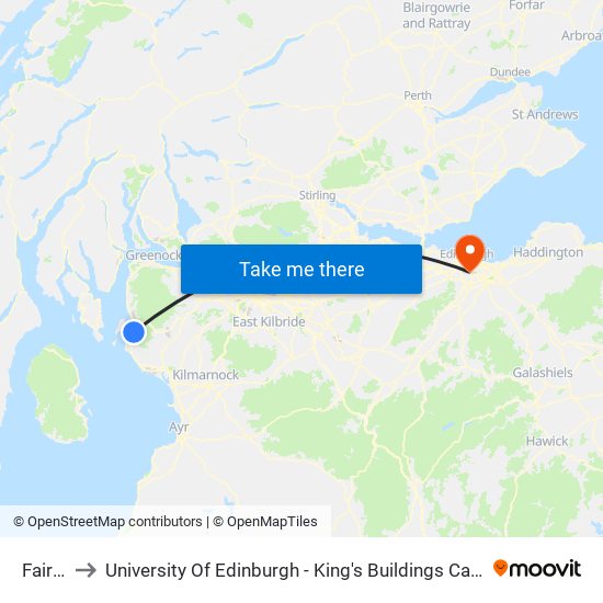 Fairlie to University Of Edinburgh - King's Buildings Campus map