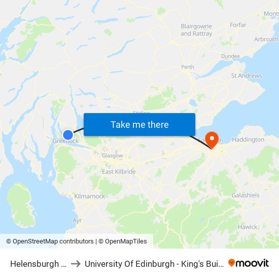 Helensburgh Central to University Of Edinburgh - King's Buildings Campus map