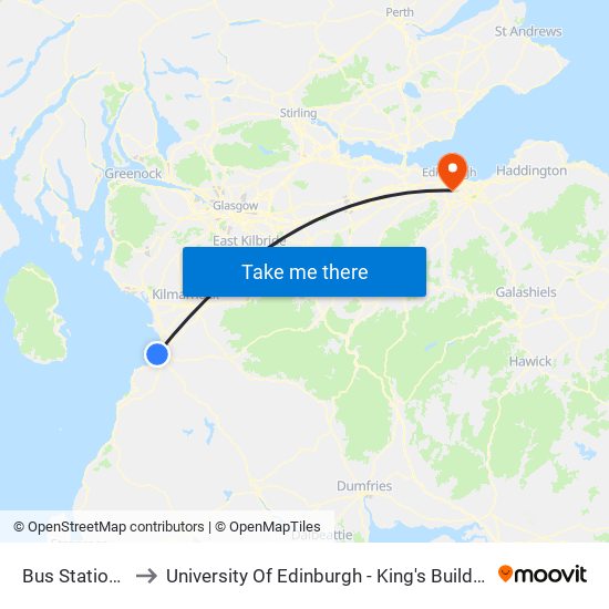 Bus Station , Ayr to University Of Edinburgh - King's Buildings Campus map