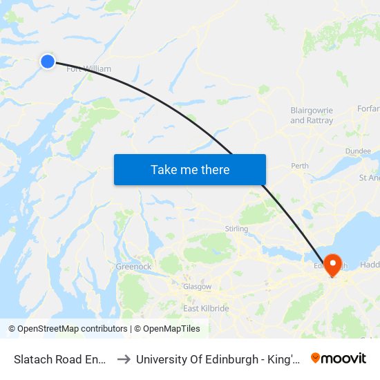 Slatach Road End, Glenfinnan to University Of Edinburgh - King's Buildings Campus map