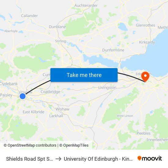 Shields Road Spt Subway Station to University Of Edinburgh - King's Buildings Campus map