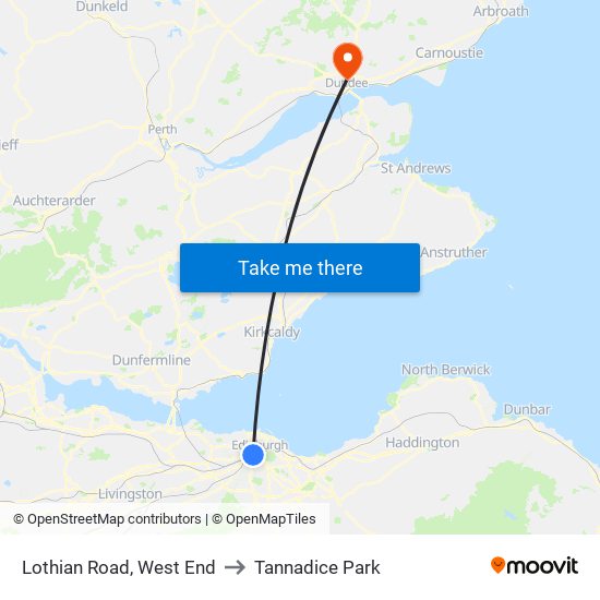 Lothian Road, West End to Tannadice Park map
