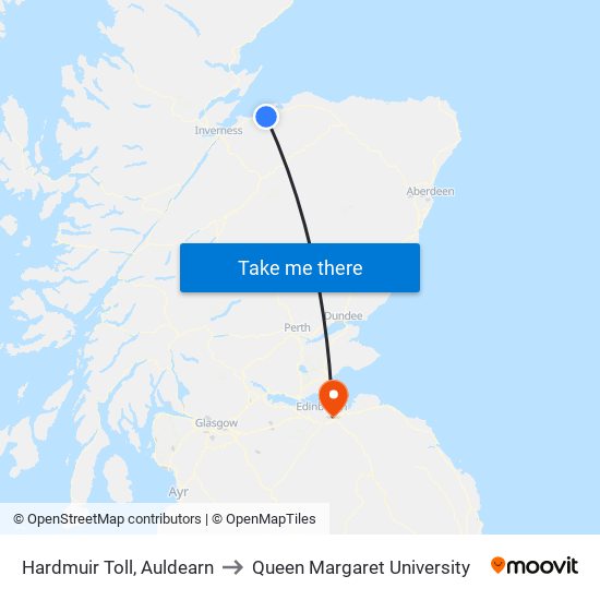 Hardmuir Toll, Auldearn to Queen Margaret University map