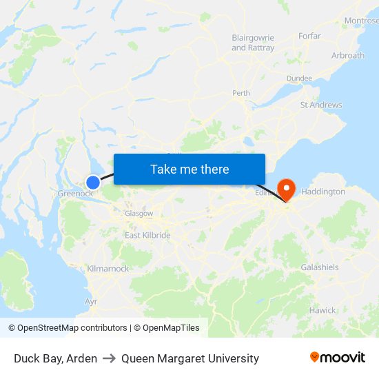 Duck Bay, Arden to Queen Margaret University map