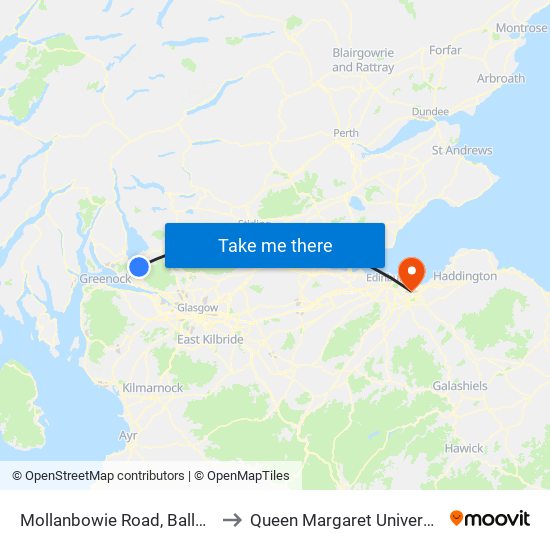 Mollanbowie Road, Balloch to Queen Margaret University map