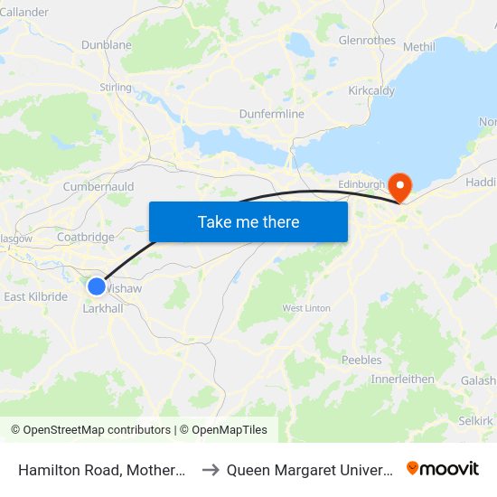 Hamilton Road, Motherwell to Queen Margaret University map