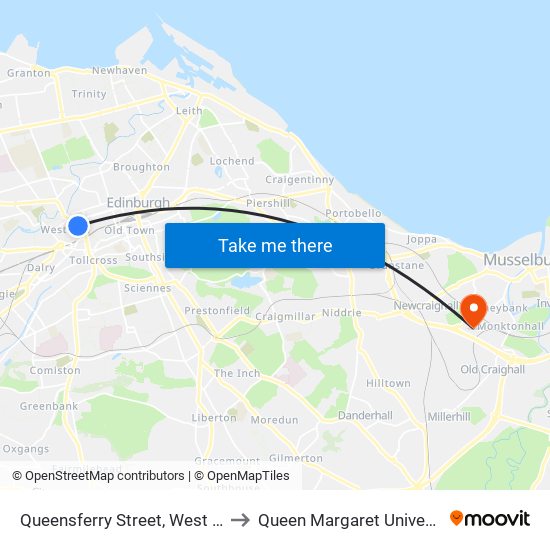 Queensferry Street, West End to Queen Margaret University map