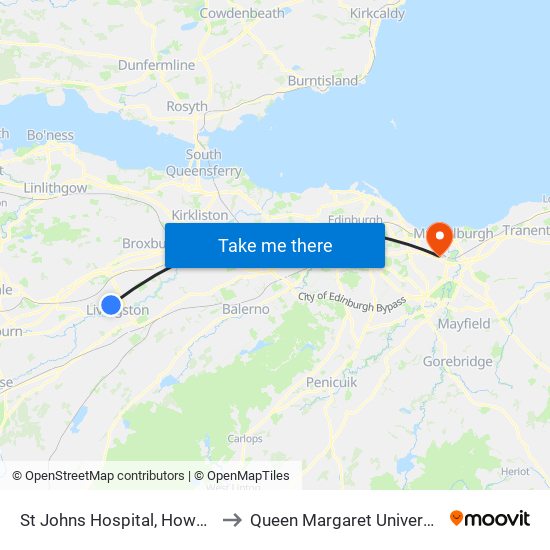 St Johns Hospital, Howden to Queen Margaret University map
