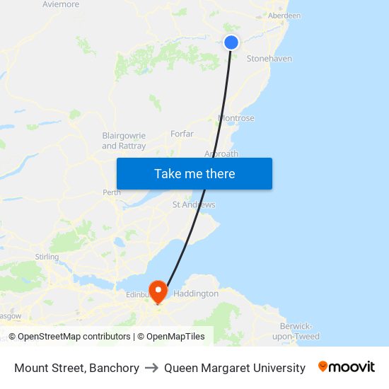 Mount Street, Banchory to Queen Margaret University map