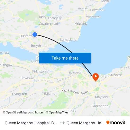 Queen Margaret Hospital, Bellyeoman to Queen Margaret University map