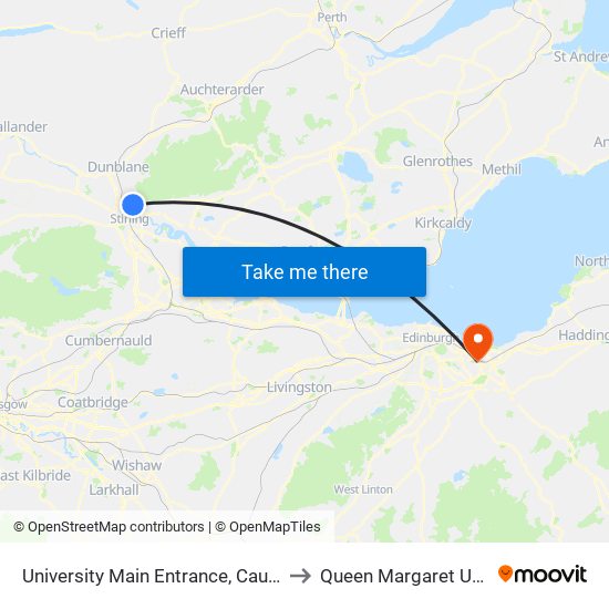 University Main Entrance, Causewayhead to Queen Margaret University map