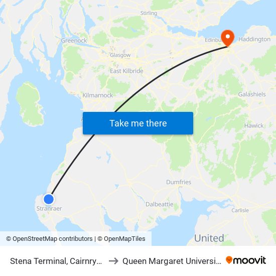 Stena Terminal, Cairnryan to Queen Margaret University map