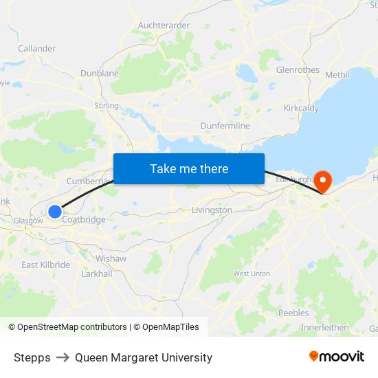 Stepps to Queen Margaret University map